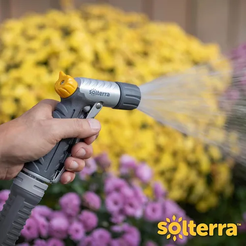 Miniatura 2 de Solterra: boquilla de manguera de jardín ajustable con 8 patrones, ajustable, Gris