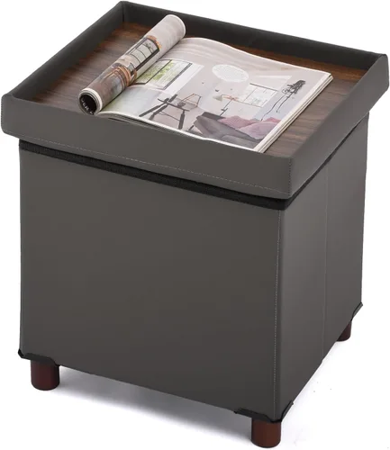 Miniatura 12 de Dorriss Banco otomano de almacenamiento para sala de estar, otomana de almacenamiento con bandeja, taburete para dormitorio, mesa de café, tapa