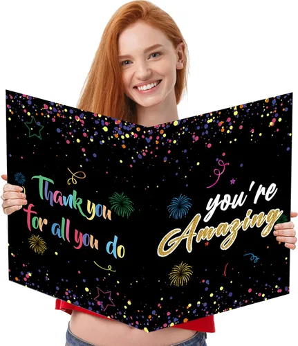 Miniatura 12 de Idealmuzik Tarjeta Jumbo de Feliz 10º Aniversario – Tarjeta de Felicitación de Congratulaciones Grande Plegada de 14x22 Pulgadas con Sobre, Tarjeta