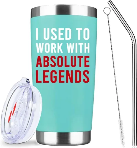 Miniatura 9 de Vaso con texto en inglés "I Used To Work With Legend", taza de café de viaje de acero inoxidable aislada de 20 onzas con tapa y pajita, divertidos