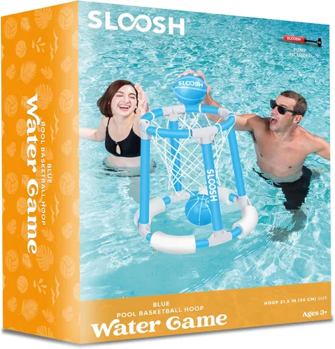 Miniatura 7 de Sloosh Juego de aro de baloncesto para piscina, juego flotante de baloncesto, flotadores de natación con bomba de bolas, juguete de juego acuático