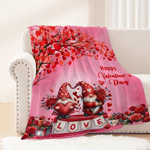 Miniatura 9 de Manta para bebé para el día de San Valentín, manta pequeña de gnomo rosa con corazón de amor, regalo para cuna, suave, acogedora, ligera, mullida