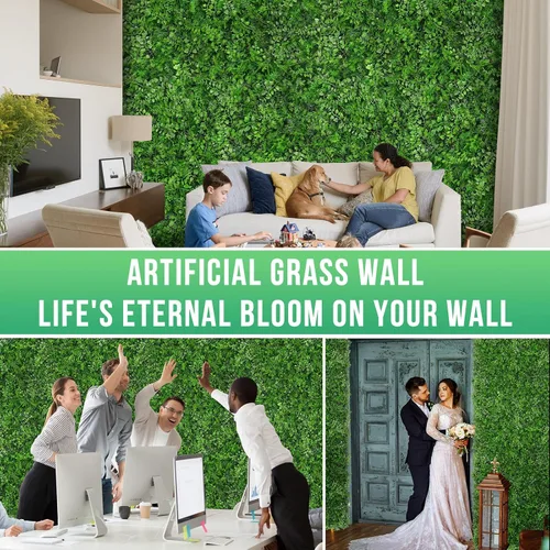 Miniatura 5 de Grooy Pared de césped artificial de seto de 20 x 20 pulgadas, 6 paneles de boj, paneles de fondo de vegetación, pantalla de valla de privacidad