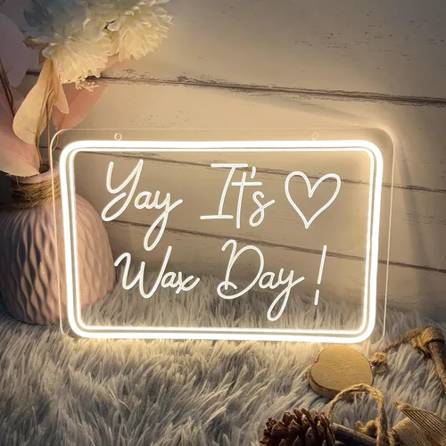 Miniatura 6 de Letrero de neón con texto en inglés "Yay It's Wax Day", decoración de arte 3D, diseño de talla artística en 3D, para interiores, dormitorio, luz