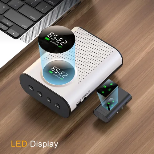 Miniatura 8 de Amplificador de voz Bluetooth para profesores W micrófono magnético de solapa inalámbrico, mini megáfono de 15 W para aula, sistema PA de altavoces