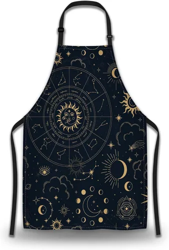 Delantal de cocina para mujer, astrología mágica con constelaciones, delantales divertidos para hombres, para cocina, restaurante, barbacoa,