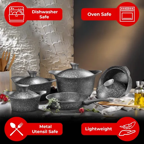 Miniatura 8 de Lujo - Juego completo de utensilios de cocina de aluminio fundido- Antiadherente, todas las estufas (ametista) (inducción)