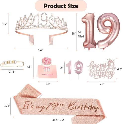 Miniatura 76 de Decoraciones de cumpleaños de 30 años para ella, banda y corona de cumpleaños de 30 años, adorno para pastel de cumpleaños y velas, tarjeta