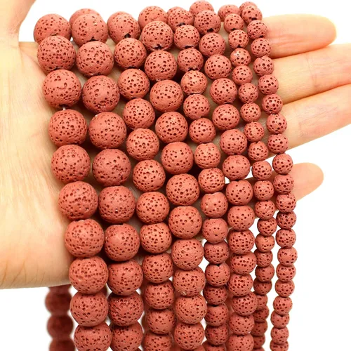 Miniatura 12 de Oameusa Cuentas redondas sueltas de ágata de piedra volcánica de lava azul de 0.236 in para hacer joyas, 1 hebra de 15 pulgadas, 1 hebra por