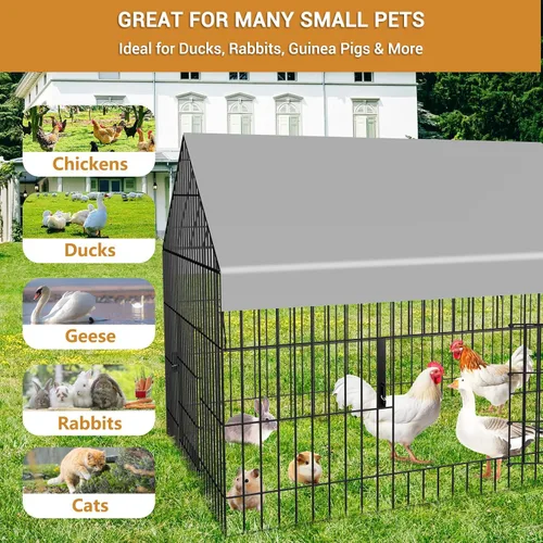 Miniatura 8 de Gallinero de 87 x 40 pulgadas, portátil, de metal, con cubierta impermeable, jaula para pollos para patio, al aire libre, granja, tractor de pollo