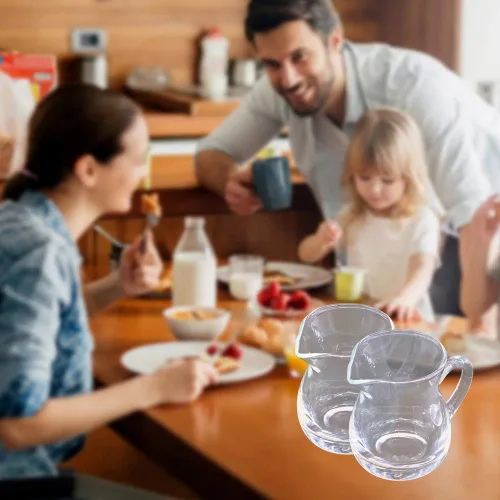 Miniatura 5 de DGQ Jarra clásica de vidrio con asa de 4 onzas, paquete de 2 vertedores de leche, mini crema para café, té, jarabe de arce