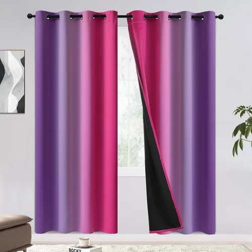 Miniatura 44 de COSVIYA - Cortinas 100% opacas y visillos con ombre, cortinas negras de 63 pulgadas de largo, 2 paneles, cortinas de oscurecimiento total