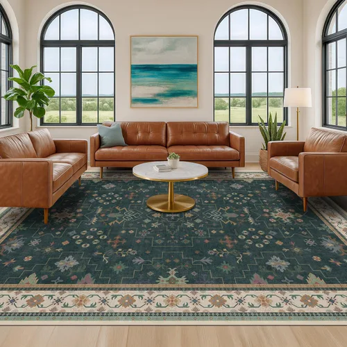 Miniatura 44 de Alfombra Boho Negra para Sala de Estar - Alfombra de Área Lavable de 10x14 Pies, Alfombras de Comedor para Debajo de la Mesa, Alfombra Suave de Pelo