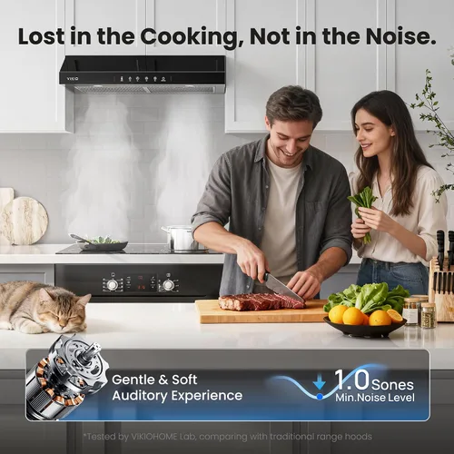 Miniatura 6 de VIKIO HOME Campana extractora para debajo del gabinete de 30 pulgadas, motor centrífugo dual de 900 CFM, ventilación de cocina con conductos de 3