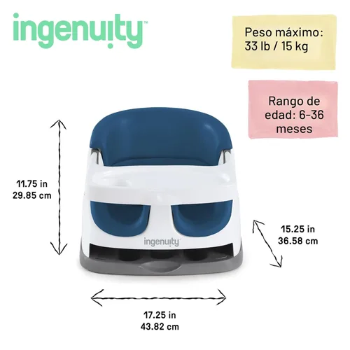Miniatura 6 de Ingenuity Asiento base para bebé 2-en-1 con bandeja auto-guardable para alimentación y piso - Cielo nocturno Noche estrellada
