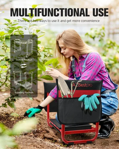 Miniatura 4 de AZBESTPRO Reclinatorio y Asiento de Jardín de Alta Resistencia, Taburete de Jardinería Plegable Mejorado, Ampliado a 25 cm de Estabilidad Resistente