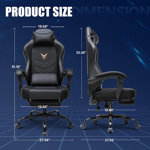 Miniatura 3 de GTPLAYER Silla de juegos con reposapiés, silla reclinable con reposacabezas y soporte lumbar, reposabrazos de acoplamiento, silla ergonómica