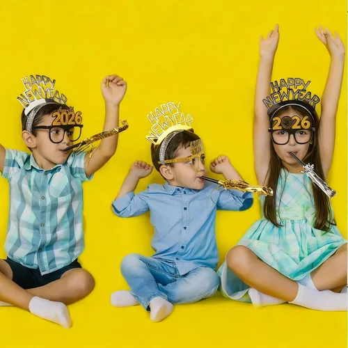 Miniatura 6 de Gemscream 144 piezas de suministros para fiesta de Año Nuevo 2026, incluyen diadema de feliz año nuevo, gafas largas y cortas con flecos