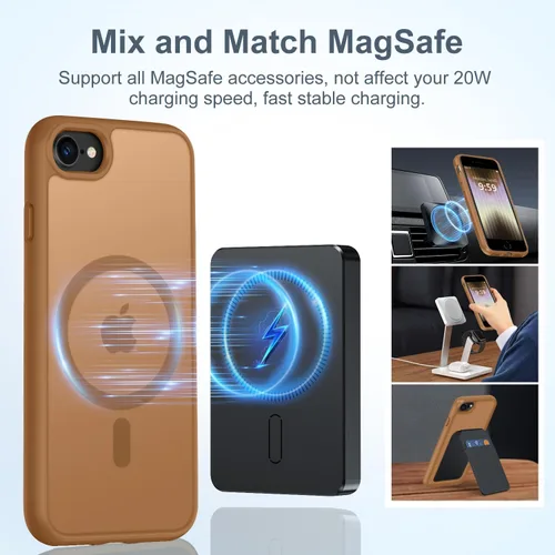 Miniatura 2 de Vooii Funda para iPhone SE 3ª/2ª/2020 con Magnético, Funda iPhone 8/7 [Compatible con Magsafe] [Diseño Integrado] Sensación de Agarre Cómoda Delgada