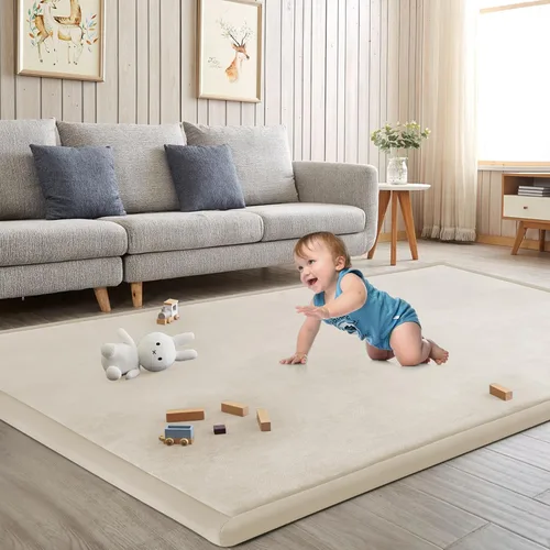 Miniatura 12 de Alfombra de juego para acostar al bebé, alfombrilla para guardería, tapete tipo tatami de espuma viscoelástica de 1.3 pulgadas de grosor, para bebés