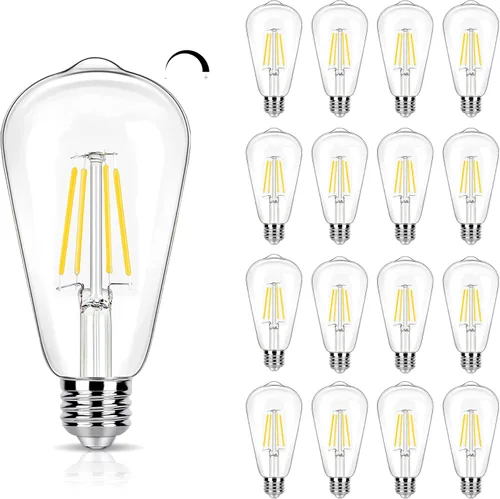 Miniatura 11 de Paquete de 16 Bombillas LED Edison Equivalente a 40W, Bombilla de Filamento LED Regulable de 4W, Bombilla de Luz ST19 5000K Luz de Día, 450LM E26