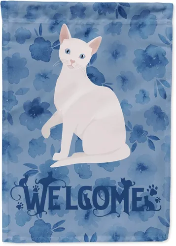 Miniatura 119 de Caroline's Treasures CK5047CHF Ojos Azules - Bandera de bienvenida con diseño de gato para casa de porche, grande, para colgar en la pared