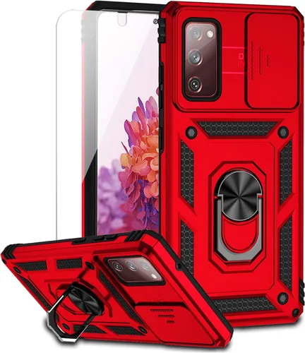 Miniatura 13 de Funda para Samsung Galaxy S20 FE 5G con cubierta para lente de cámara, protector de pantalla HD, soporte de anillo magnético probado contra caídas