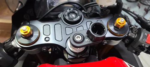 Miniatura 4 de Motomount R7 Tuerca de eje de dirección (Tuerca de yugo superior de aluminio con brida abierta/bridada M22x1.00mm) para adaptador de montaje