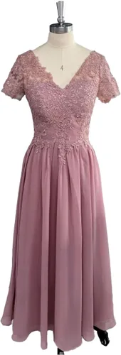 Miniatura 5 de Vestidos de noche formales de gasa con mangas y cuello en V para madre de la novia