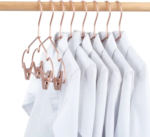 Miniatura 3 de Perchas de metal para ropa de bebé de 12.5 pulgadas, ganchos de oro rosa, colgador, para niños, pantalones, exhibición, almacenamiento, paquete de 10