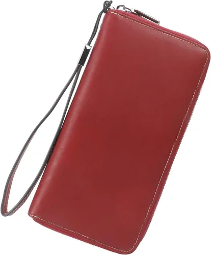Miniatura 62 de Lavemi Pequeña cartera compacta para mujer, con bloqueo RFID, de piel auténtica, plegable, con ventanas de identificación