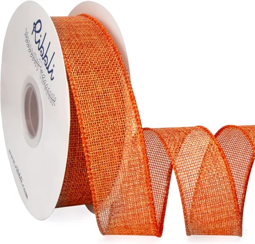 Miniatura 17 de Ribbli Cinta de arpillera natural con alambre, 1 pulgada x 20 yardas continuas, cinta de borde con alambre para coronas, lazos grandes, decoración