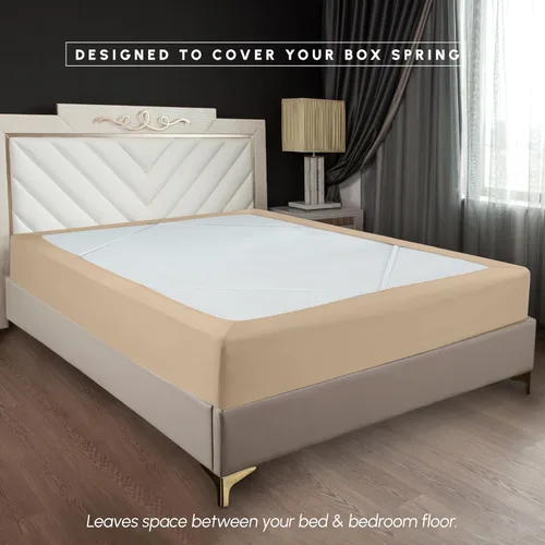Miniatura 6 de Elegant Comfort Funda de somier, elástica y ajustada, falda de cama de 4 lados, tejido de jersey, alternativa elegante para falda de cama, suave