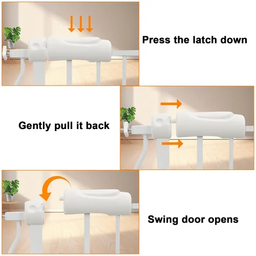 Miniatura 3 de Puerta extra ancha para bebé, puerta extra alta para perros, para escaleras, puertas, tensión de metal blanco, puertas de seguridad para mascotas