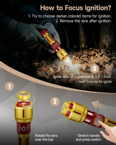 Miniatura 2 de SKYFIRE Linternas LED recargables de alto lúmenes, 10000 mAh, linterna súper brillante, luz táctica con zoom, 10 modos, IPX6, impermeable, para Rojo