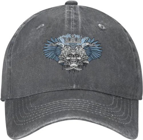 Miniatura 2 de Cowboy Hat Trendy Hats for Man and Women Djustable Four Season Outdoor Baseball Cap of Hell Skull with Angel Deep Heather