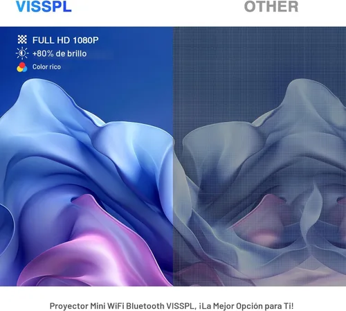 Miniatura 3 de Mini proyector con WiFi y Bluetooth, proyector VISSPL Full HD 1080P, proyector portátil para exteriores con trípode, proyector de cine en casa