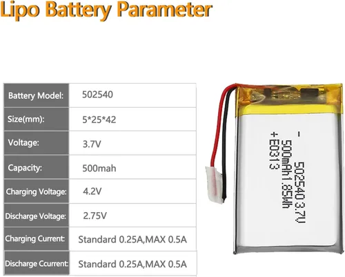Miniatura 4 de Batería de repuesto recargable NI-MH de 3.7V 500mAh 502540 para coches de juguete, drones, accesorios de batería de instrumentos de belleza