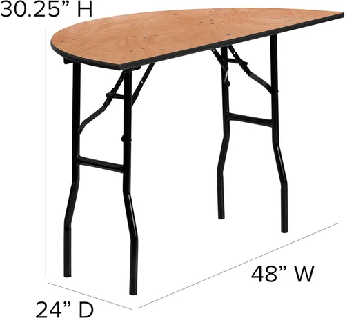 Miniatura 2 de EMMA + OLIVER Mesa de banquete plegable de madera semicircular de 4 pies - Mesa para eventos y catering