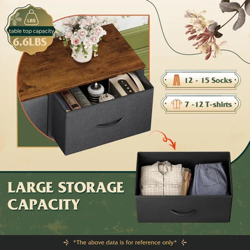 Miniatura 5 de WLIVE Cómoda alta de tela con 8 cajones, torre de almacenamiento con cubos de tela, cómodas dobles, cajonera para armario, dormitorio, sala de Negro