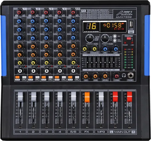 Miniatura 2 de Audio2000'S AMX7303- Mezclador de audio profesional de cuatro canales con procesador USB y DSP