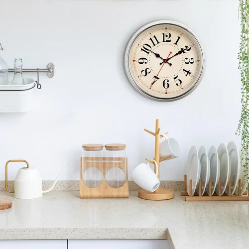 Miniatura 3 de Reloj de Pared de Metal de 12.4" Relojes de Pared Retro Vintage Estilo Campestre Silencioso Sin Tictac Fácil de Leer para Sala de Estar, Cocina