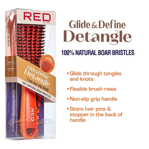 Miniatura 2 de Red by Kiss Cepillo desenredante antideslizante Glide & Define con cerdas naturales de jabalí 10% para cabello natural