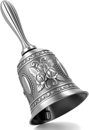 Miniatura 7 de DomeStar Campana de mano vintage de latón – Campana de llamada ruidosa para mesita de noche, cena, boda, Navidad y fiesta de vacaciones