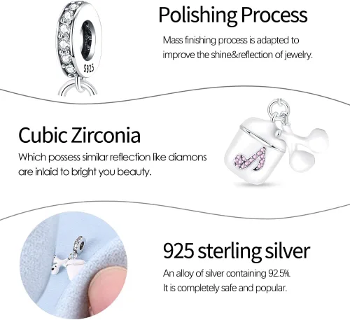 Miniatura 34 de Pandach Dijes colgantes de plata de ley 925 para pulseras y collares, dijes colgantes de Madonna con cuentas de girasol, joyería para mujer