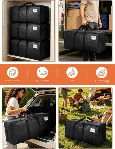 Miniatura 6 de SWEET DOLPHIN Paquete de 8 bolsas de mudanza resistentes de 200 libras con asas envolventes, bolsas de almacenamiento extra grandes para ahorrar