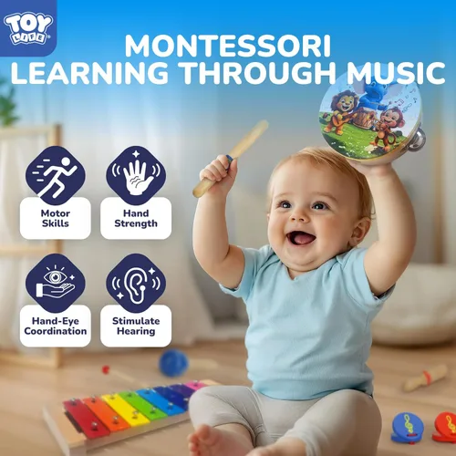 Miniatura 3 de TOY Life - Instrumentos musicales para niños pequeños, juguetes musicales para bebés de 1 a 3 años, juego de instrumentos de percusión de madera