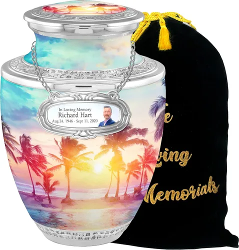 Miniatura 8 de Urnas de Cremación Personalizadas con Medallón Estético de Playa para Cenizas de Adultos Hombre Mujer - Urnas de Entierro de 200 libras para Cenizas
