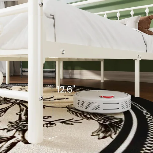 Miniatura 6 de SHA CERLIN Estructura de Cama de Plataforma de Metal Tamaño Queen con Cabecera y Pie de Cama de Hierro Forjado Estilo Victoriano, Fácil Montaje