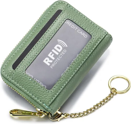 Miniatura 10 de Tapp Collections Tarjetero RFID para tarjetas de crédito, cartera pequeña de cuero con cremallera para tarjetas con ventana de identificación